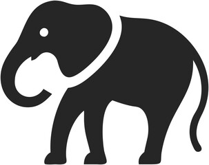 Elephant symbol vector silhouette icon, versatile for wildlife, nature, and travel content.