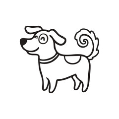Happy Cartoon Dog Illustrates Joy. This cheerful monochrome artwork depicts a delightful canine companion, conveying playful spirit and innocence for creative projects.