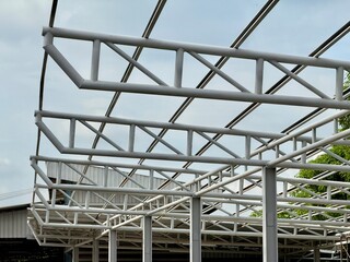 Fototapeta premium Steel roof truss structure