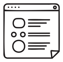 Simple doodle of web browser with icons and text elements - stock vector