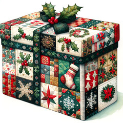 Christmas big gift box, holiday illustrations isolated on white background, gifts and sale concept