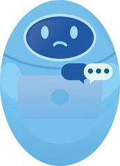 Sad Robot Using Laptop