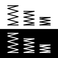 Spring icon. Symbol of shock absorption, extension or compression. Element of a machine or mechanism. Coiled cylindrical spring. Raster icon.