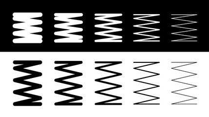 Spring icon. Symbol of shock absorption, extension or compression. Element of a machine or mechanism. Coiled cylindrical spring. Raster icon.
