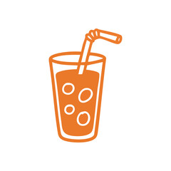 Refreshing Orange Drink Glass Design. A crisp sweet beverage illustration, perfect for summer hydration. This simple graphic symbolizes vitality and a healthy lifestyle.