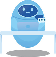 Illustration of Sad Robot at Computer