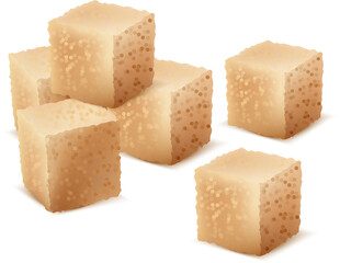 illustration of some brown sugar cubes isolated on white background 