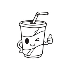 Joyful Drink Cup Mascot Illustration. This whimsical cartoon beverage container gives a positive affirmation. It represents satisfaction, approval, and a delightful experience.