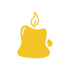 Simple Lit Candle Symbol. This minimalist depiction of a luminous amber wick symbolizes hope, warmth, and festive occasions. Ideal for creating inviting atmospheres.