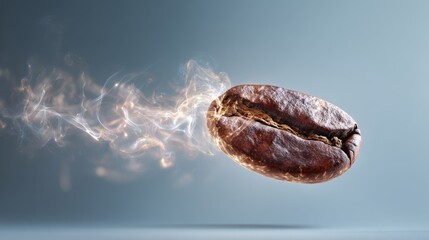 Coffee bean floating with steam trails