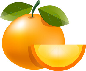 orange with green leaf