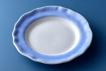 white plate on blue background