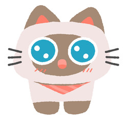 A Siamese cat cartoon cat wearing a pink bandana