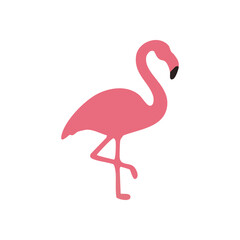 Graceful Pink Flamingo Art. A charming avian silhouette, standing poised on a single limb, radiates exotic flair and refined elegance. Perfect for vibrant tropical themes.