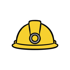 Yellow Safety Helmet Illustration. This vibrant yellow protective headwear icon denotes essential security in challenging job environments. It symbolizes diligence, development, and industrial.