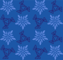Seamless floral and butterfly pattern set
