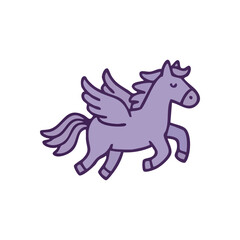 Dreamy Lilac Winged Equine Drawing. This charming animated beast symbolizes imagination, freedom, and fantasy. Its soft hue and gentle movement evoke whimsy and innocence for kid projects.
