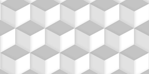 Abstract white geometric cube creative White geometric cube creative concept triangle overlaps square technology background. Illustration decoration colorful seamless material pattern square design. 