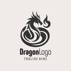 Fototapeta premium Modern Black White Dragon Graphic