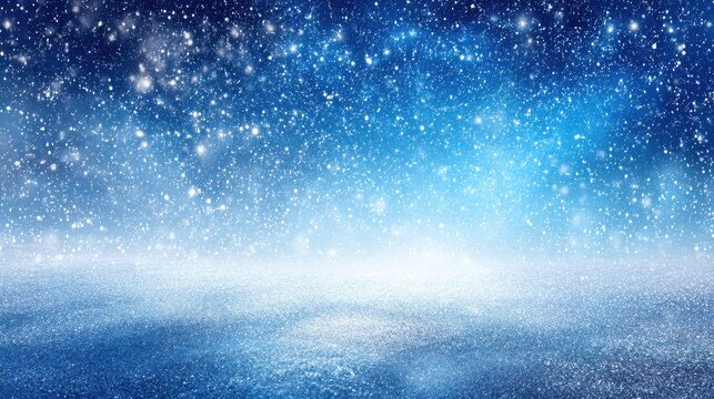 sparkling glittering blue winter snowscape background
