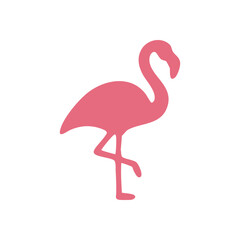 Pink Flamingo Silhouette Icon. This graceful, rose-colored avian image represents tropical vibes, elegance, and fun. Its one-legged stance conveys balance and serenity.