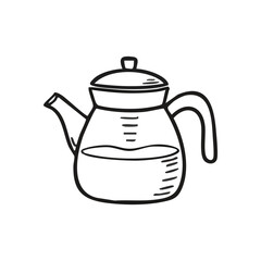 Cozy Hot Drink Pot Line Art. Cute drawing of a traditional carafe, ideal for various projects. It symbolizes comfort, simple living, and morning routines.
