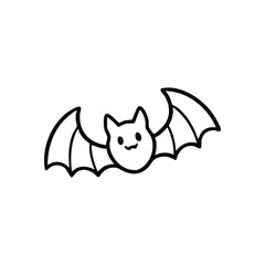 Cute Cartoon Bat Flying Illustration. Delightful hand drawn winged creature with an adorable smile, perfect for festive designs or charming Halloween projects.