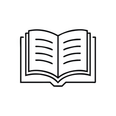 Open book icon with lines representing text on pages