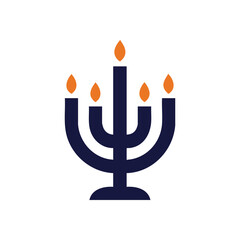 Menorah Icon Jewish Holiday Symbol. Stylized graphic of a traditional candelabrum, representing spiritual illumination and cultural heritage. Ideal for celebrating festivals and religious traditions.