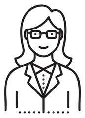 Line art of female figure in glasses and business attire - stock vector