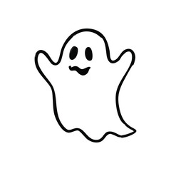 Friendly Ghost Doodle. This delightful spectral figure, rendered with a lighthearted appeal, embodies the fun spirit of autumn celebrations. Ideal for playful seasonal designs.