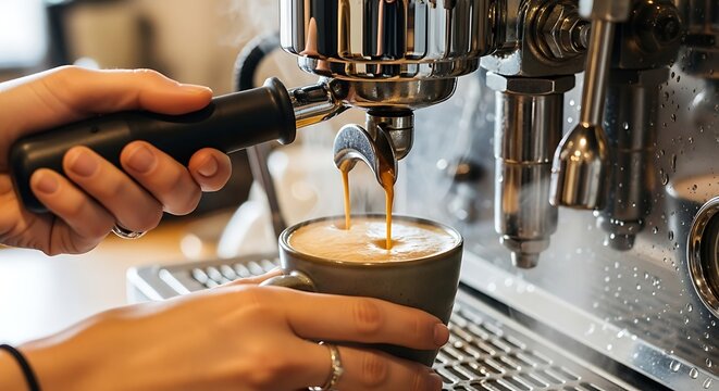 Making Coffee with Espresso Machine.