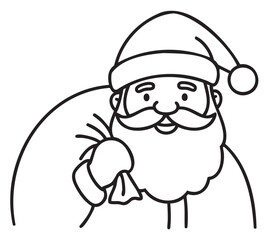 Fototapeta premium Santa claus sketch: jolly holiday santa with hat and beard in black and white illustration - stock vector