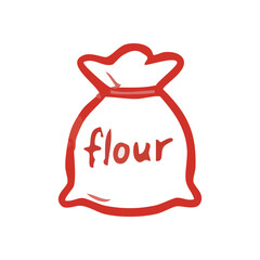 Flour Sack Graphic. A clean illustration of a meal ingredient container. Perfect for culinary projects, baking themes, and food preparation visuals.