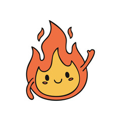 Adorable Cartoon Flame Icon. This charming animated fire character with a friendly grin exudes warmth and energy, symbolizing joy and lightheartedness. A delightful graphic.