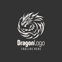 Modern Black White Dragon Emblem