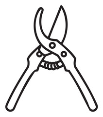 Outline of garden pruning shears - stock vector