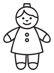 Fototapeta premium Outline of child's drawing of smiling doll with dress and buttons - stock vector