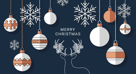 Celebrate the holidays with this cheerful greeting card featuring cute ornaments and a reindeer wishing everyone a Merry Christmas this season