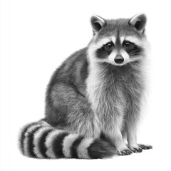 Raccoon sitting isolated illustration on white background wildlife animal
