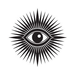 Radiant Eye With Rays Silhouette
