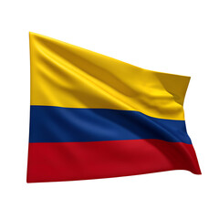 Fototapeta premium Waving Colombia flag isolated on a transparent background, detailed close-up