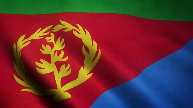 Closeup Shot Of Waving Flag Eritrea With Interesting Textures