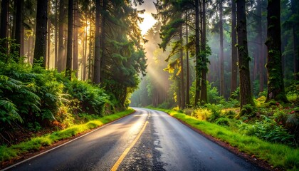 Fototapeta premium Sunlit forest road
