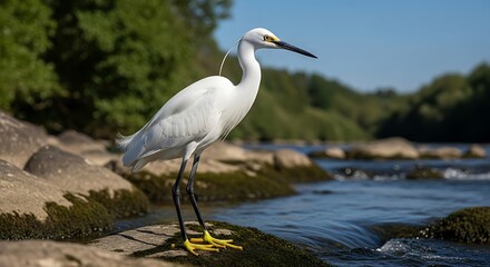 Obraz premium White Egret by River.