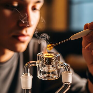 Person Using Glass Smoking Device.