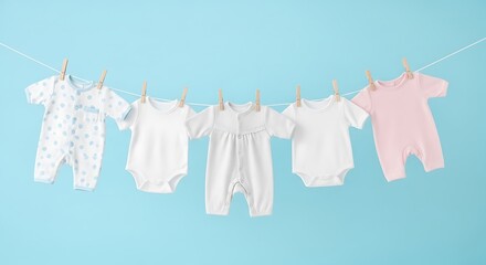 Baby Clothes Drying On Clothesline.