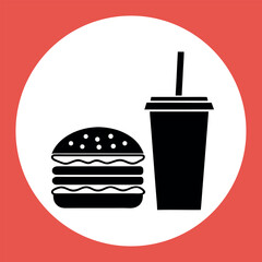 Black color Food and Drink Icon Design, Solid White Background (5).eps