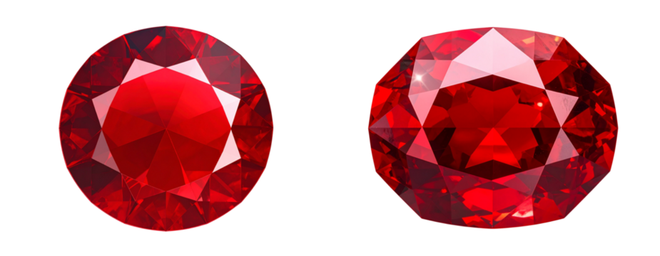 Vibrant Red Gemstone with Shimmer – Transparent Background