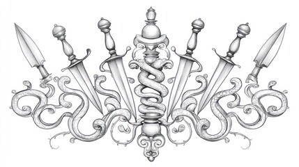 Ornate decorative knives design